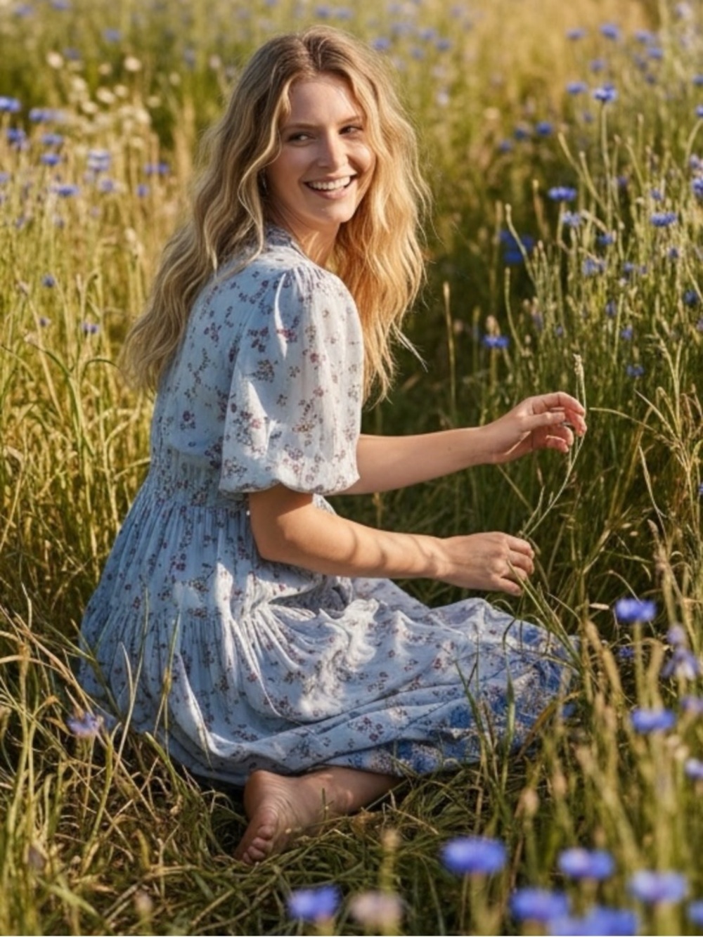 Free People Lysette Maxi Dress in Bluebell Bohemian Gypsy Indian Cotton XS - Picture 4 of 12